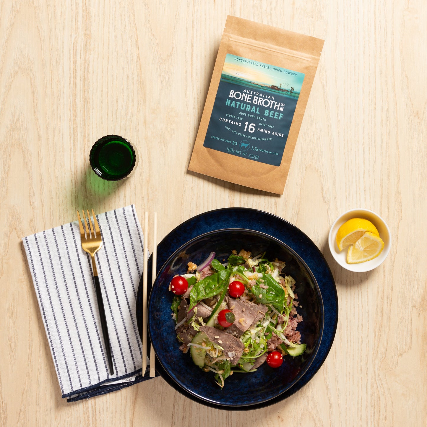 Thai Beef Salad + Australian Bone Broth Natural Beef Freeze-dried powder