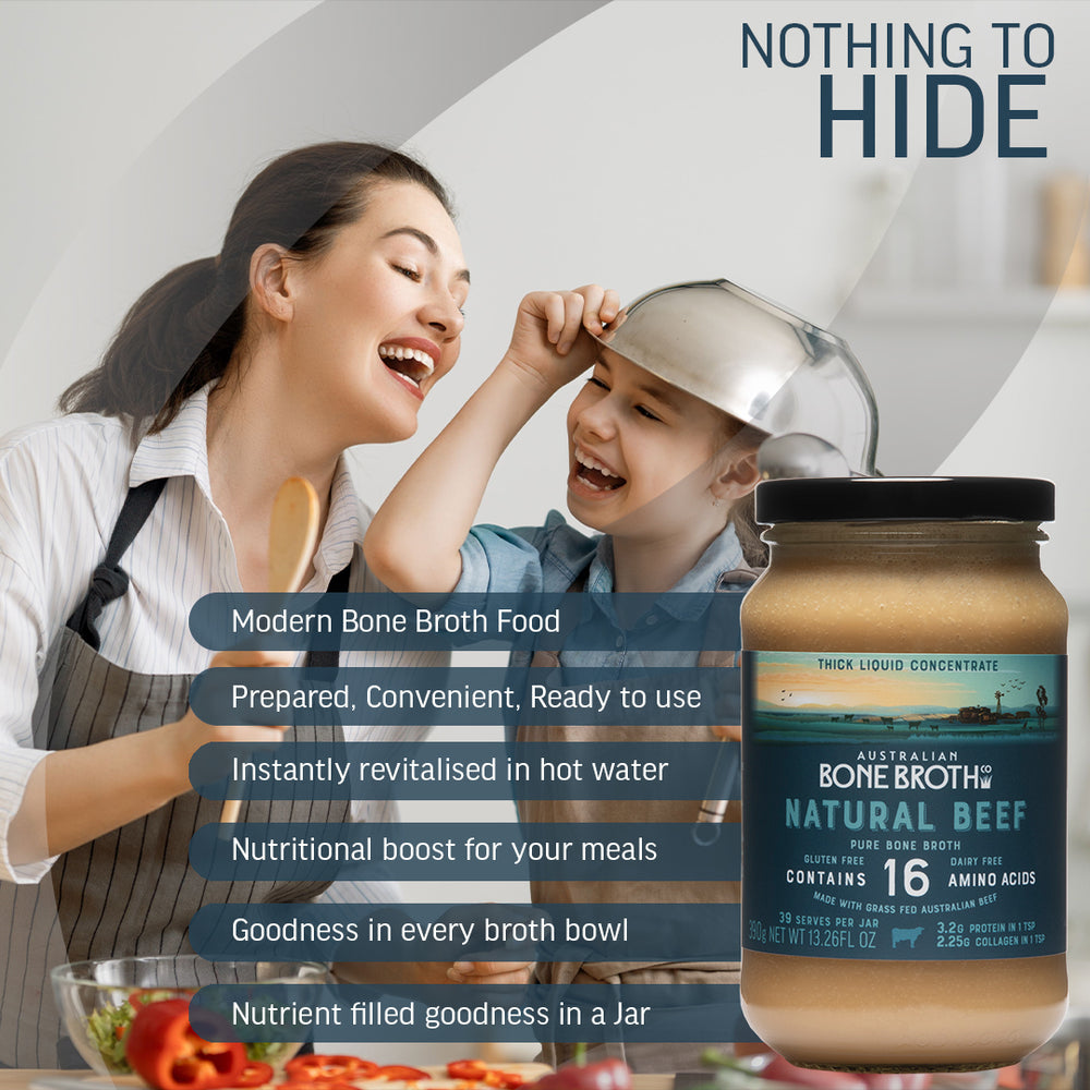 
                      
                        Natural Beef Bone Broth Concentrate - All-Natural Instant Beef Broth Packed with Collagen Protein.
                      
                    