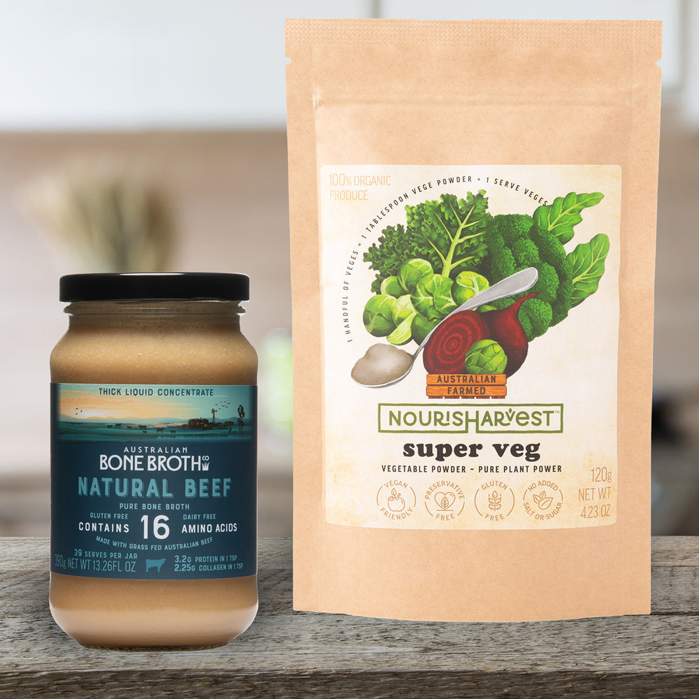 Natural Beef Bone Broth 390g & Organic Veg Powder