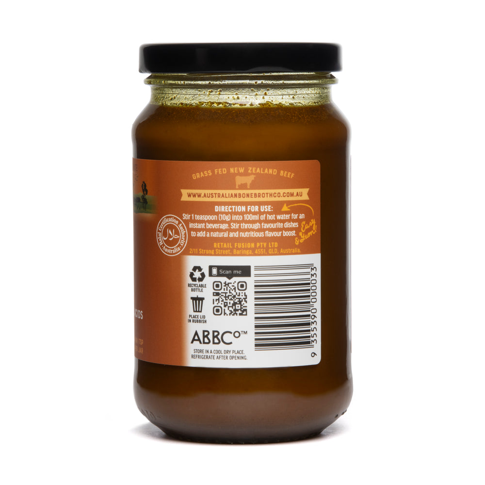 
                      
                        Turmeric Beef Broth Concentrate with Grass-Fed Collagen Peptides 395 grams - Halal Certified
                      
                    